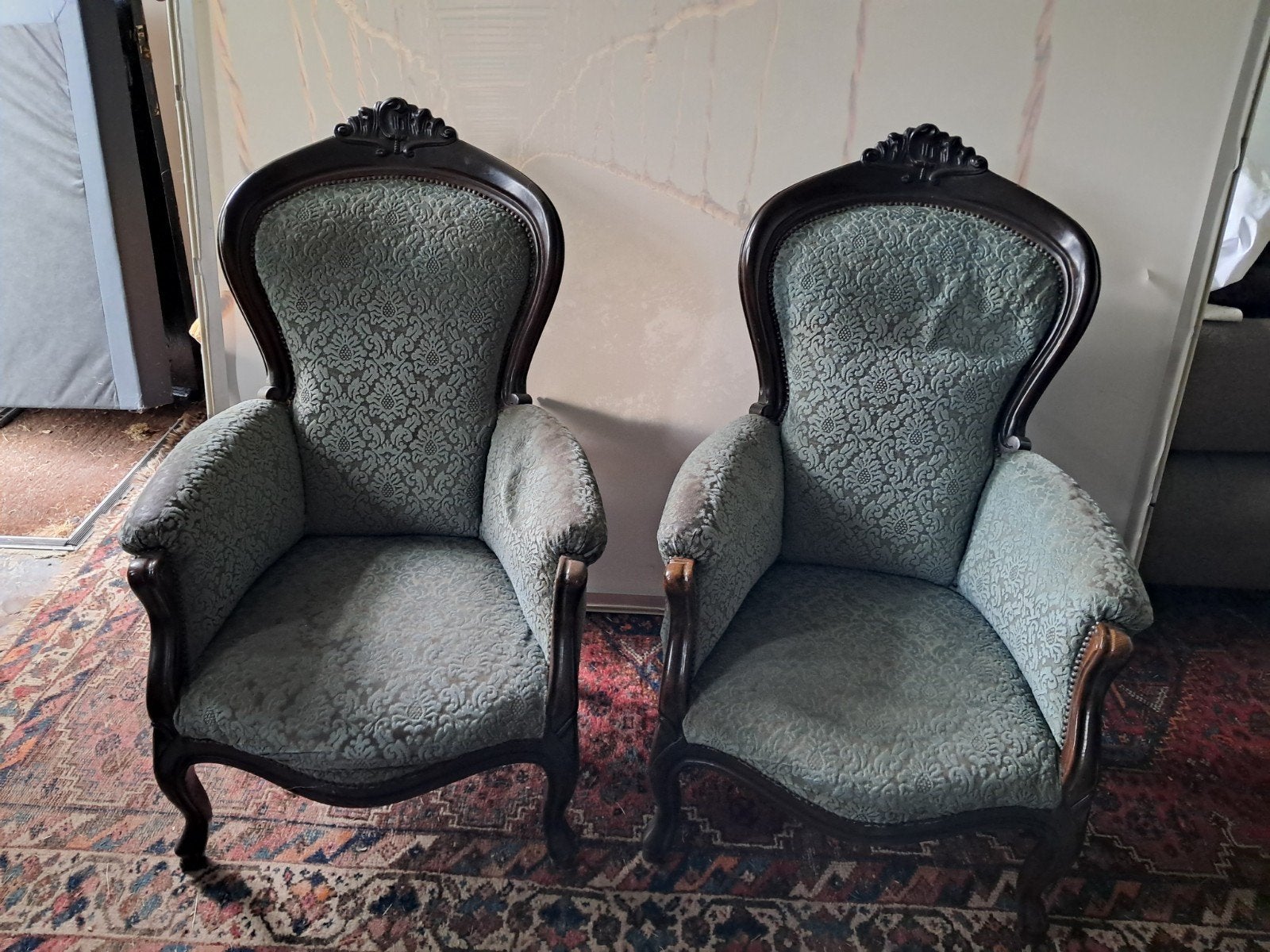 Antieke fauteuils (set van 2), Ophalen of Verzenden