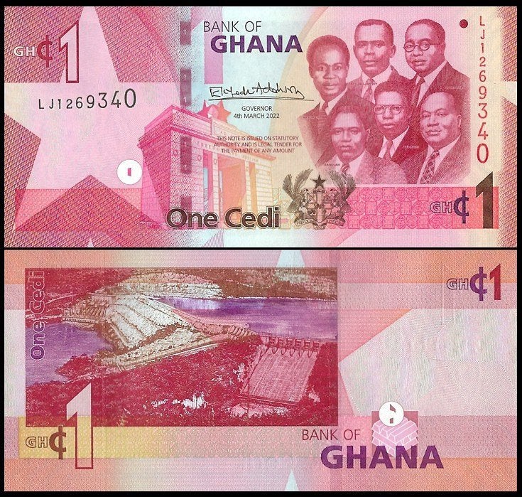 Ghana 2022, 3 nieuwe opvolgende bankbiljetten (UNC), Verzenden, Overige landen, Setje