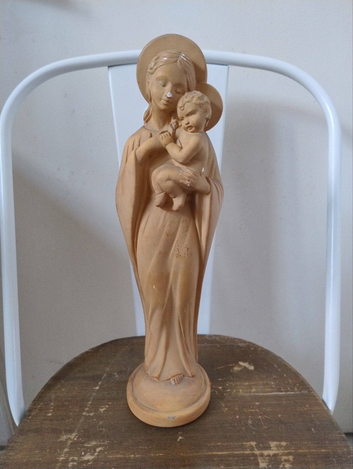 Vintage Mariabeeld met Kindje Jezus - melani, Antiek en Kunst, Ophalen of Verzenden