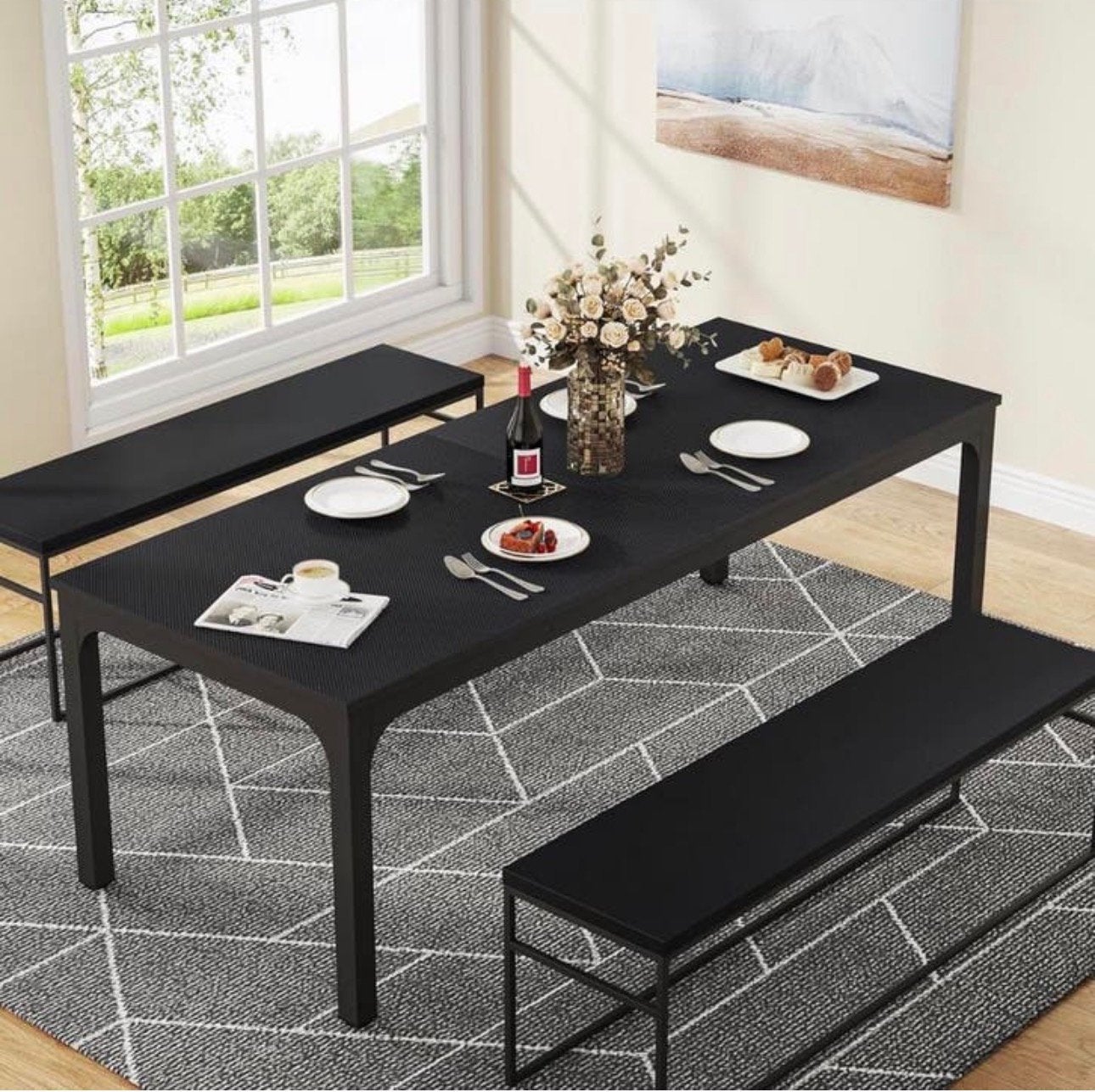Moderne Zwarte Eettafel - Strak Design & Ruim NIEUW IN DOOS, Huis en Inrichting, Tafels | Eettafels, Nieuw, Vier personen, Rechthoekig