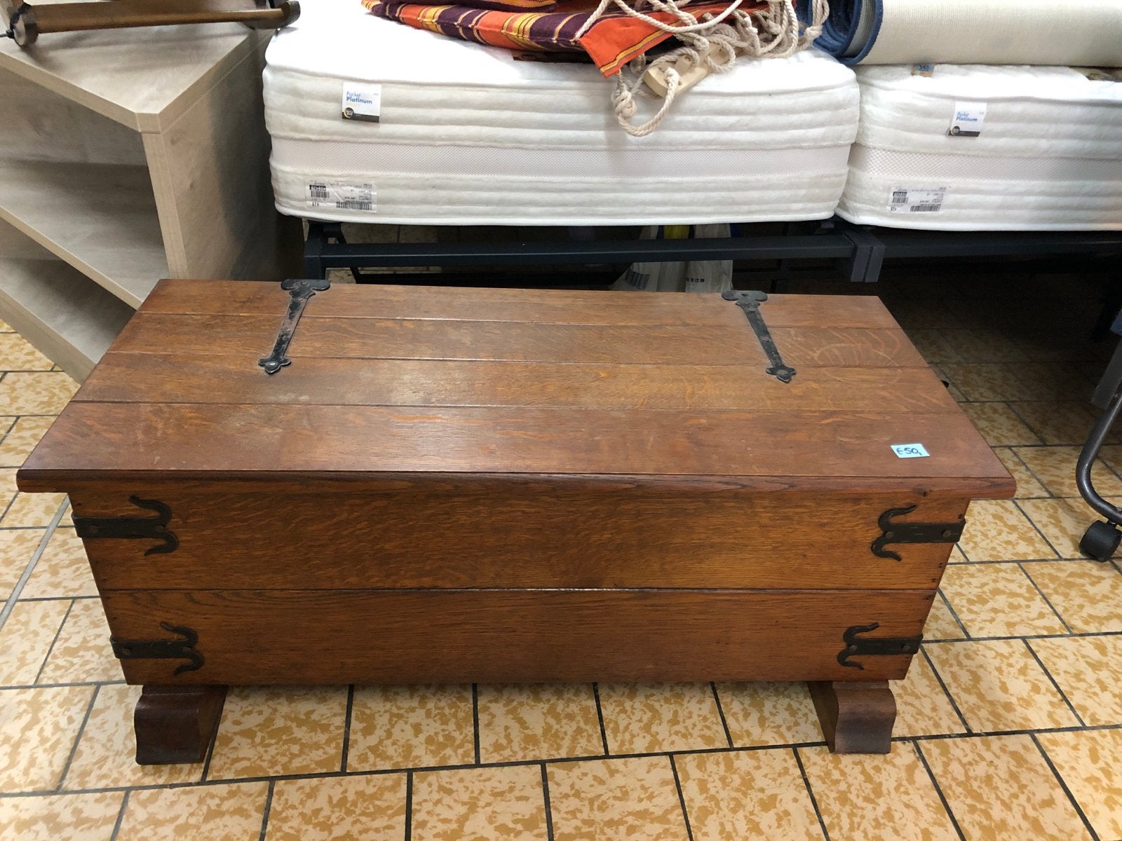 Robuuste houten kist/dekenkist/opbergkist, Gebruikt, 50 tot 100 cm, Ophalen of Verzenden, Nvt