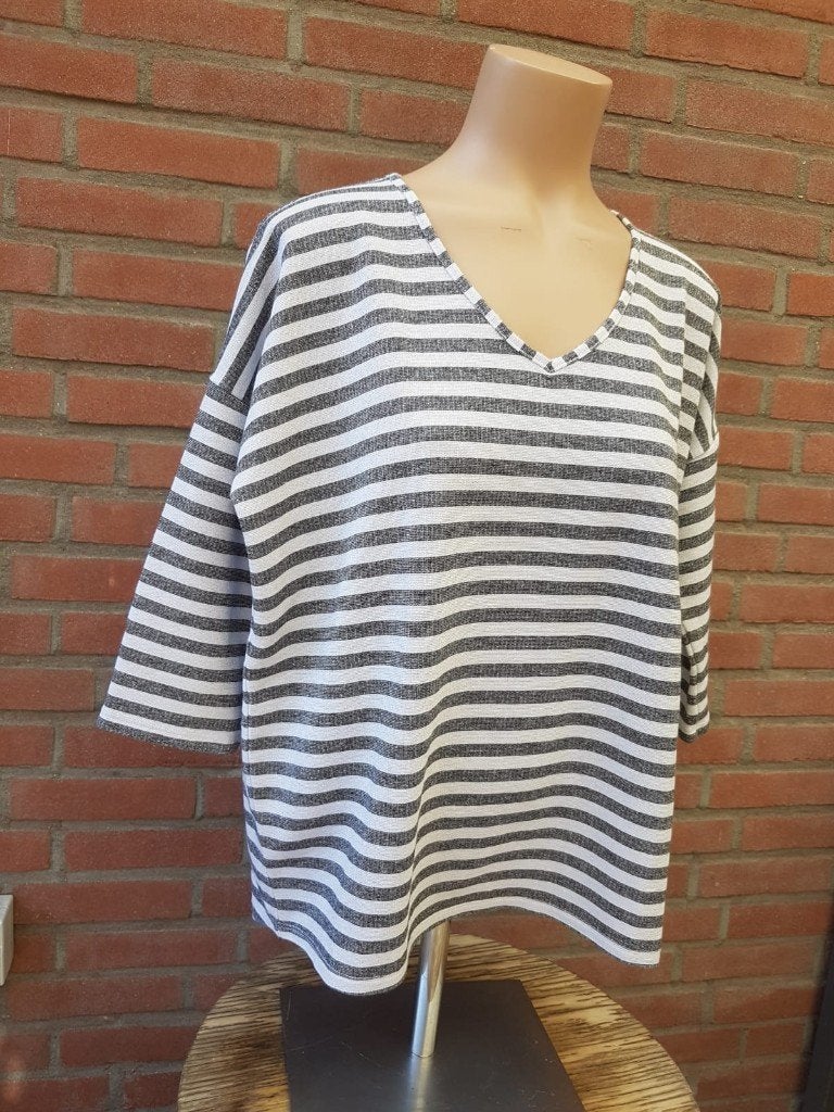 Tramontana – wit-grijs gestreept glitter top maat m/l, Ophalen of Verzenden, Nieuw, Meerkleurig, Lange mouw