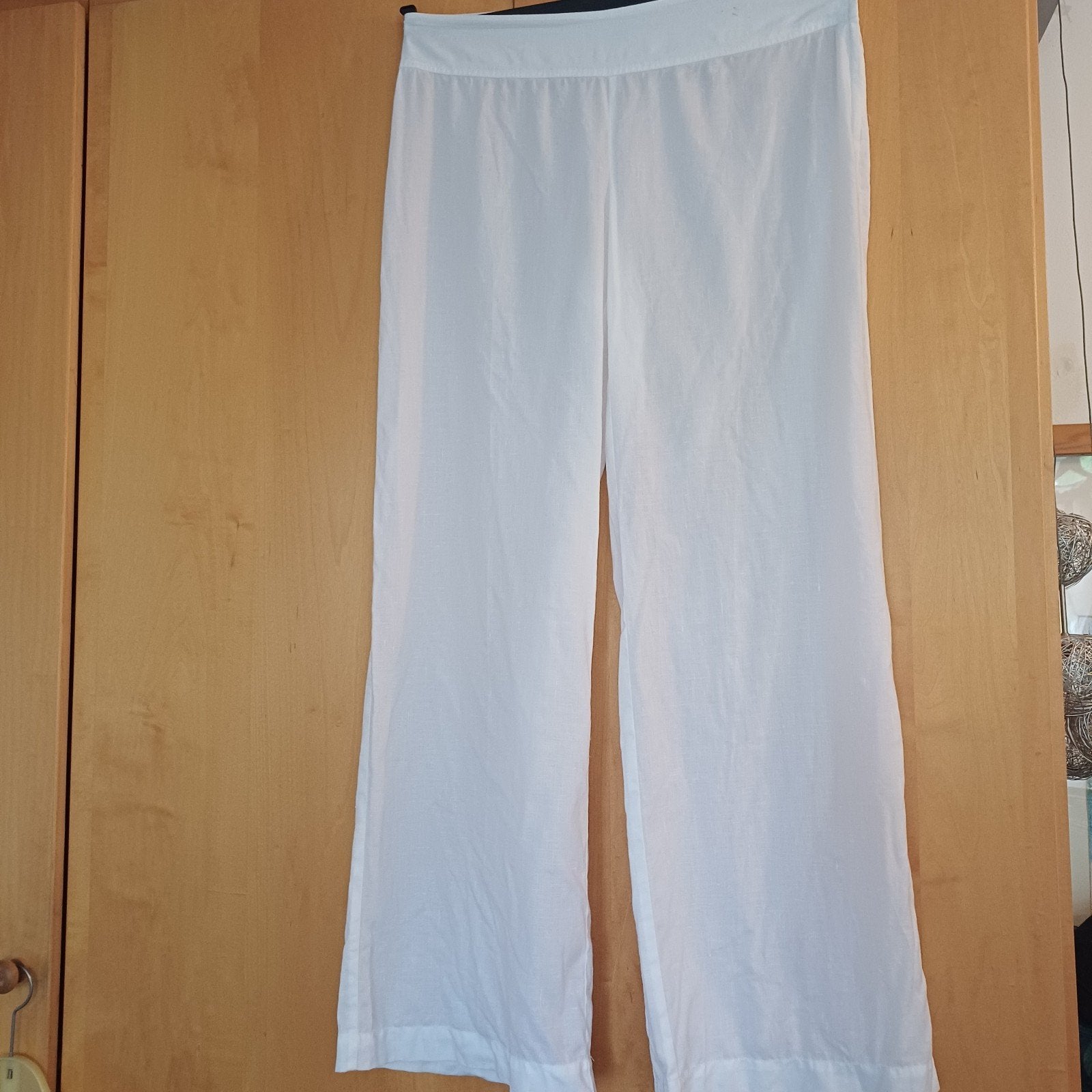 Witte wijde broek linnen maat 40 42 taille 46 cm lengte 108, Maat 38/40 (M), Wit, Ophalen of Verzenden, Lang
