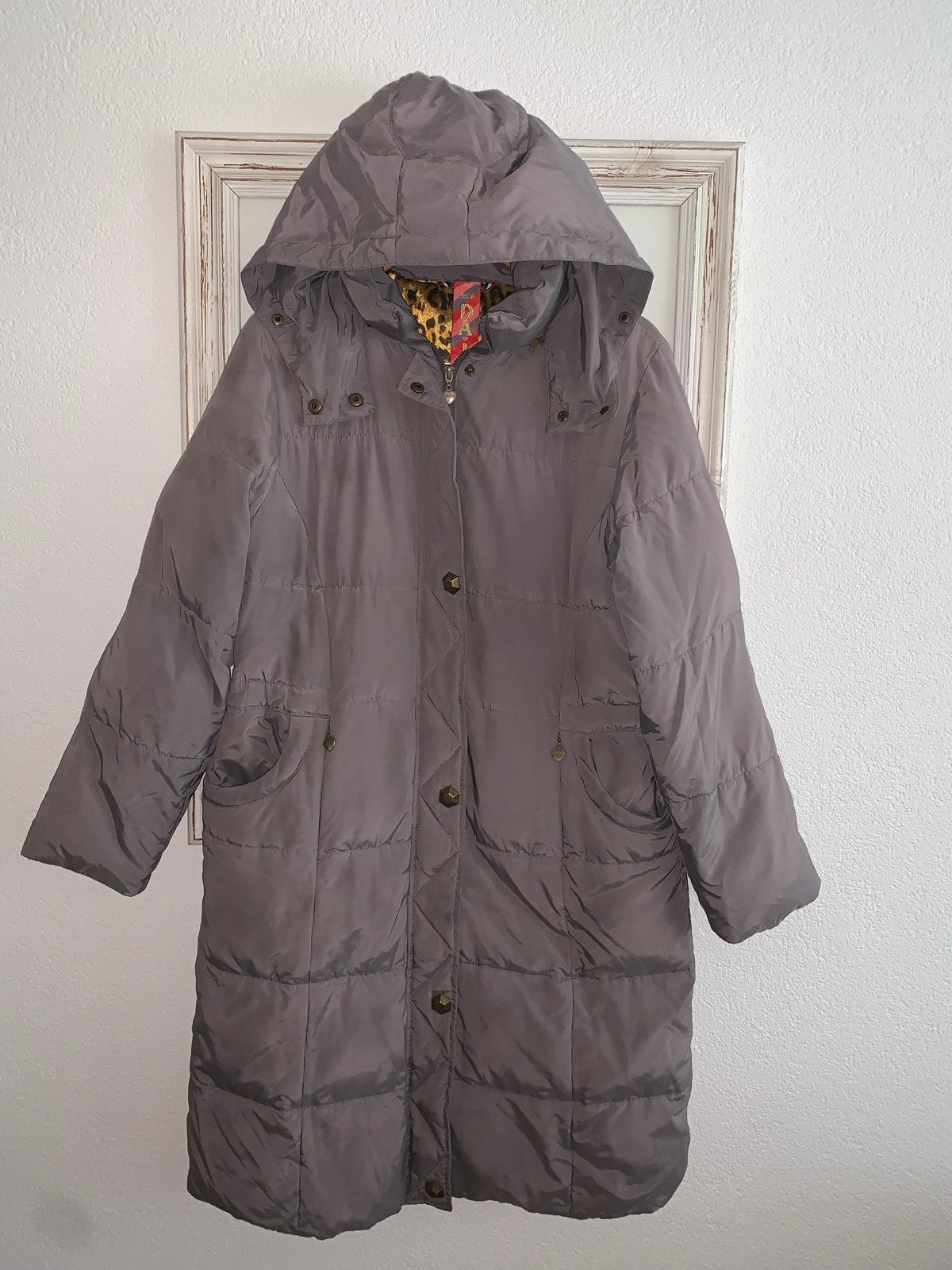 DAITE winterjas met luipaard print maat XL ZGAN, Ophalen of Verzenden, Zo goed als nieuw, Maat 42/44 (L), Grijs