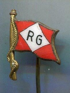 R.G. rood/wit email op koper rederij vlag speldje ( W_136a ), Verzenden, Nieuw, Transport, Speldje of Pin