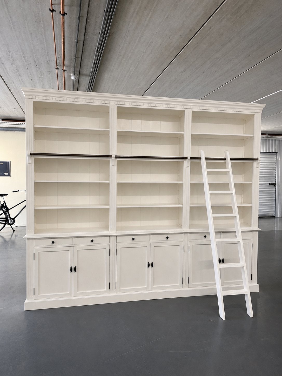 Grote Landelijke Boekenkast met Bibliotheek ladder #K42