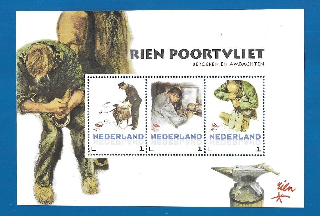 Rien Poortvliet Beroepen en Ambachten (postzegelvel) - 2014, Postzegels en Munten, Verzenden, Na 1940, Postfris