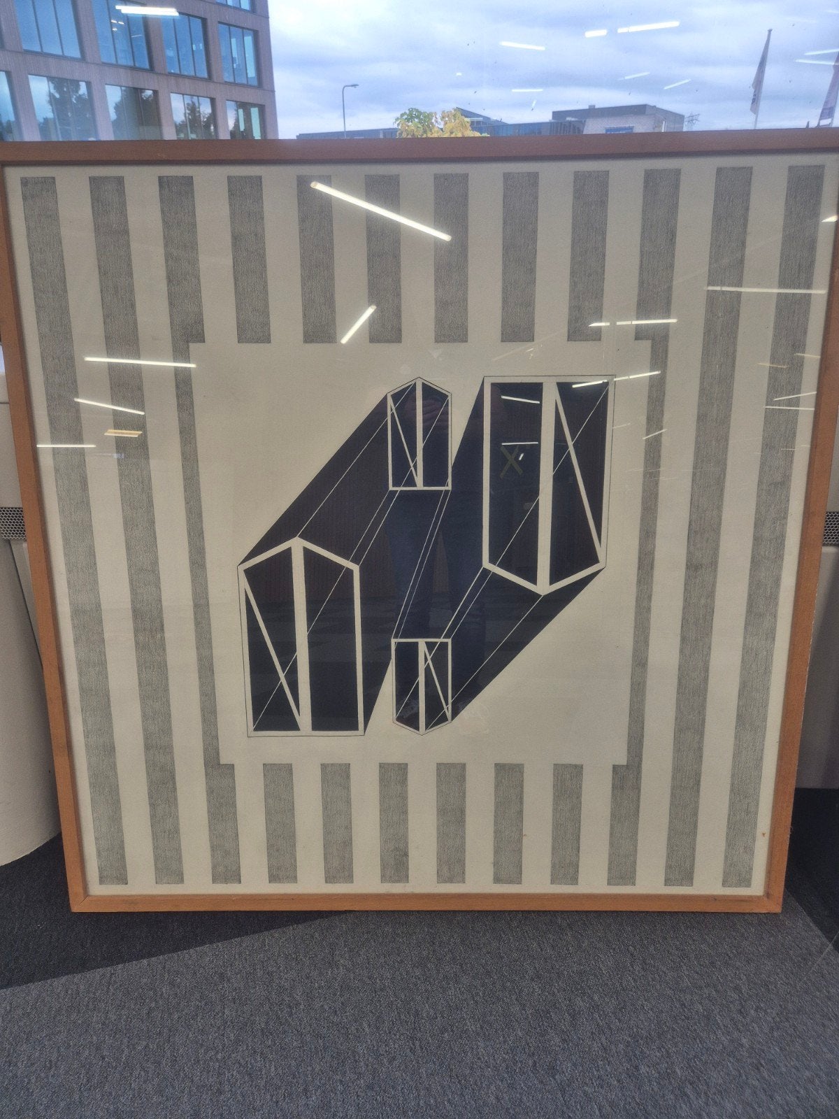 Diverse Kunstwerken: Houtskooltekening en Litho's, Antiek en Kunst, Ingelijst, Ophalen, Abstract, Lithografie