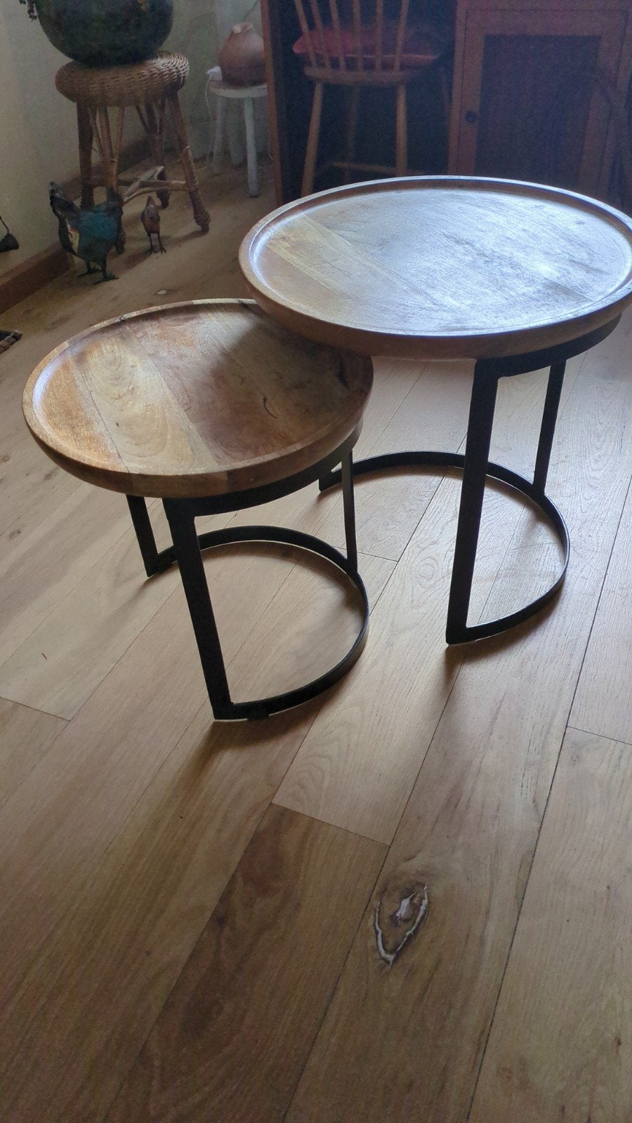 Bijzettafels 2 stuks, Ophalen of Verzenden, Gebruikt, Rond, Minder dan 55 cm
