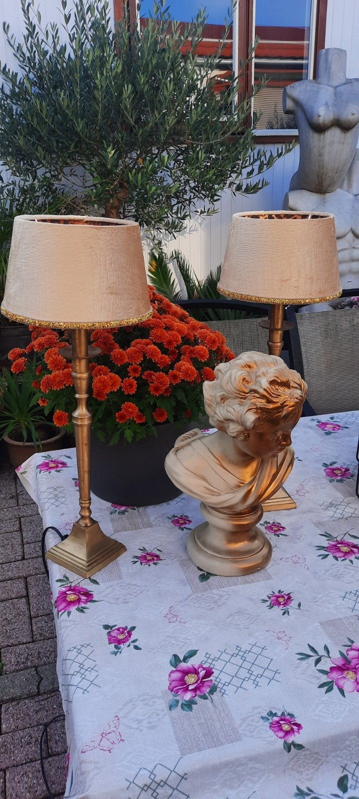 2 prachtige schemerlampen met luipaardprint binnenkant, Metaal, Ophalen of Verzenden, Zo goed als nieuw, Klassiek