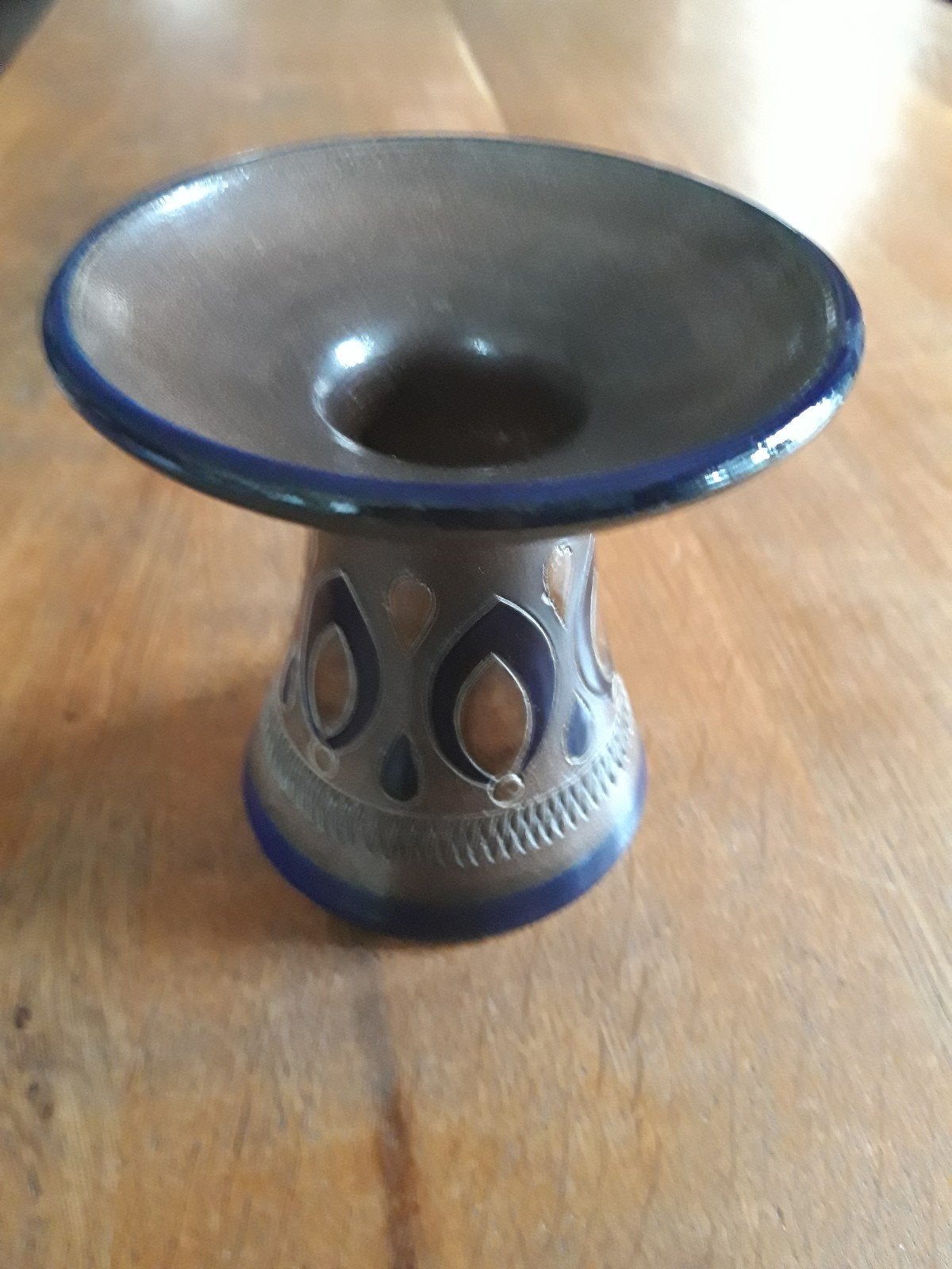 Vintage  Duitse Kandelaar van aardewerk. Zoutglazuur  . Paul, 12 cm, Overige merken, Ophalen of Verzenden, Steen/keramiek