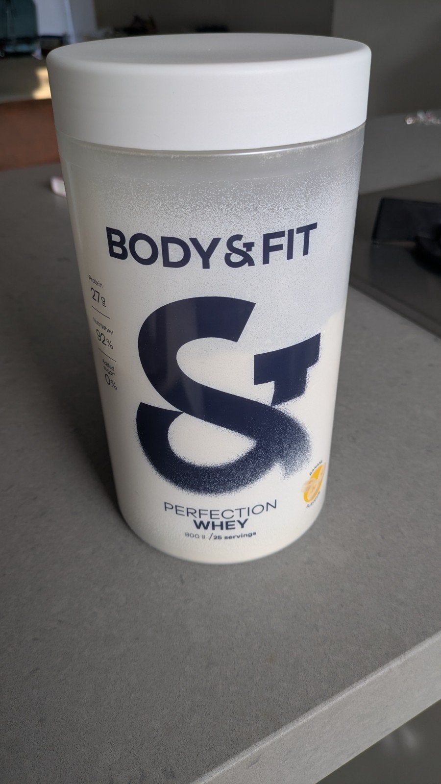 Body & Fit Perfection Whey Eiwitpoeder banaan - 800 gram, Ophalen of Verzenden, Gebruikt, Poeder of Drank