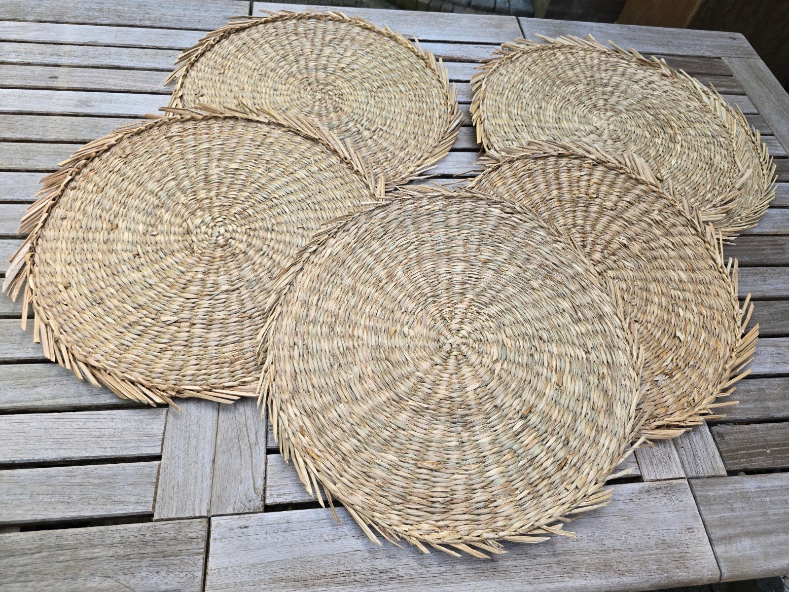 6 Zeegras Placemats - Natuurlijke Tafeldecoratie, Ophalen, Beige, Boho, Zo goed als nieuw