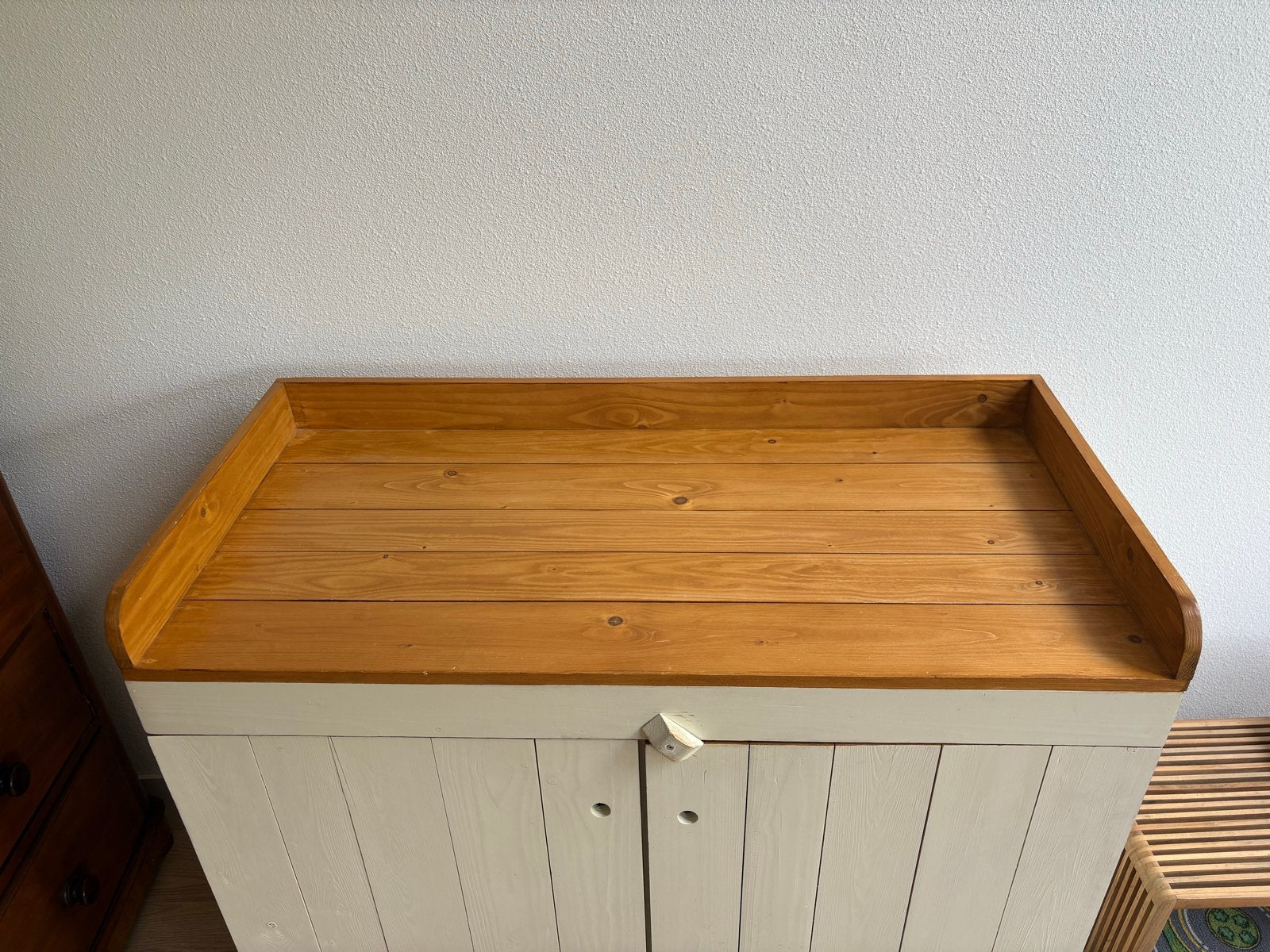 Babykamer set: commode, ledikant, wandplank, Ophalen, Gebruikt, 50 tot 70 cm, 105 cm of meer