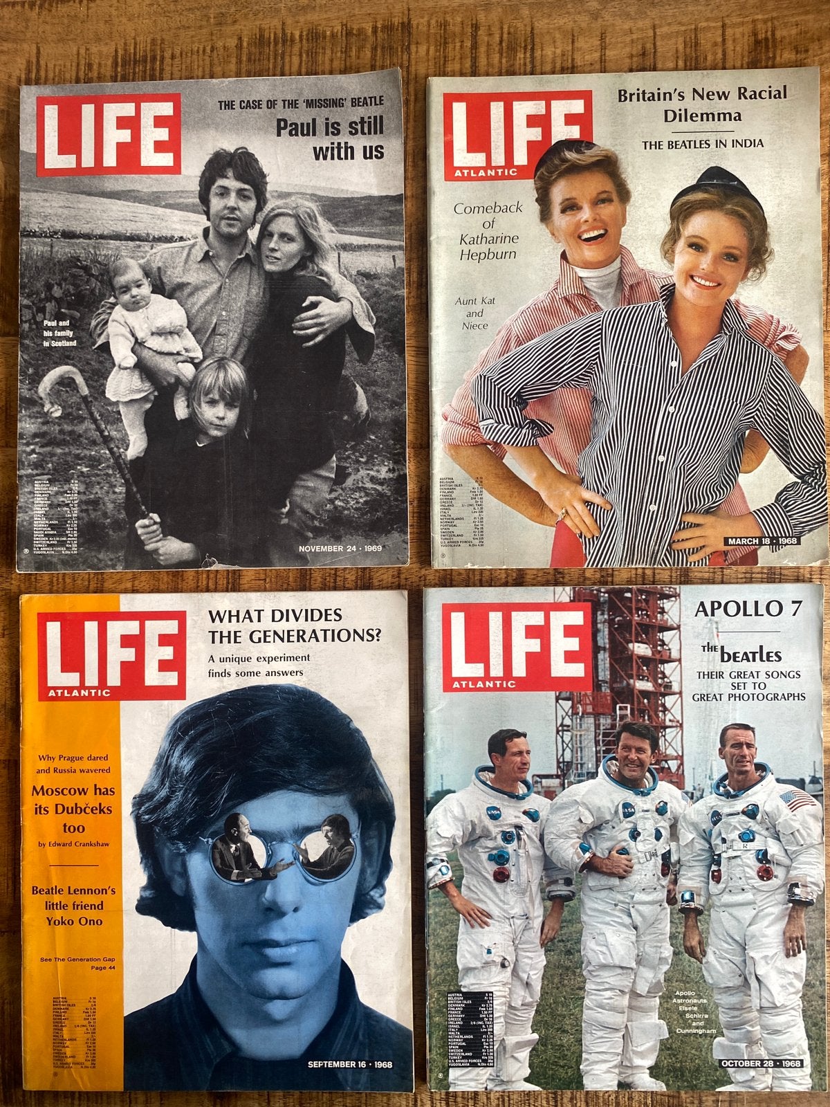 4x Life atlantic magazine 1968 en 1969 beatles, Ophalen of Verzenden, 1960 tot 1980, Tijdschrift