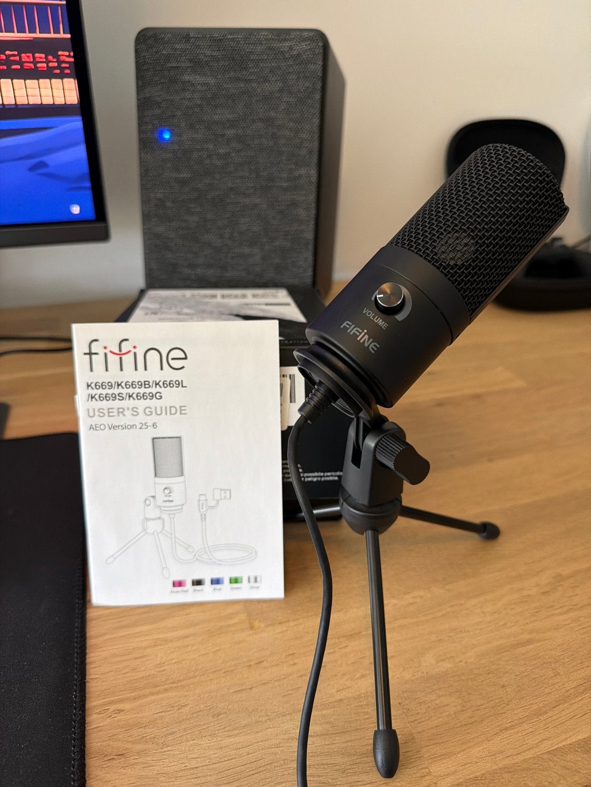 Fifine K669 USB Microfoon met Statief, Muziek en Instrumenten, Microfoons, Ophalen of Verzenden, Zo goed als nieuw, Studiomicrofoon