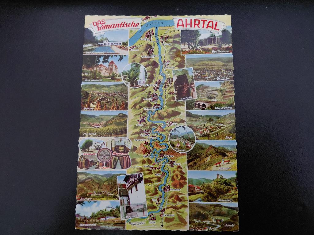 Duitsland, Das romantische Ahrtal, overzicht loop v/d Rijn., Verzamelen, Ansichtkaarten | Buitenland, Ongelopen, Duitsland, 1960 tot 1980