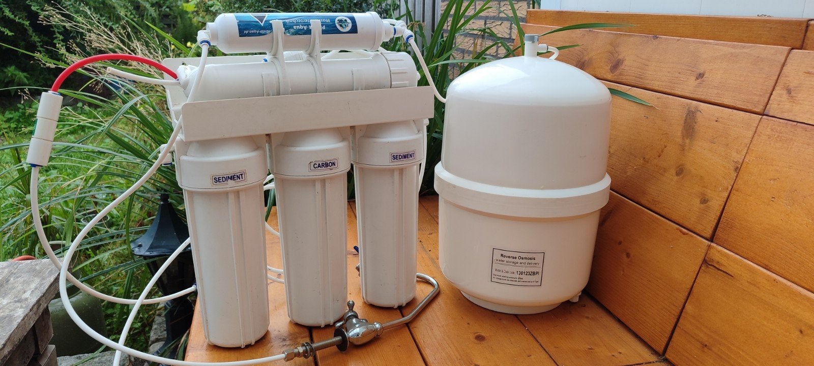 Omgekeerde osmose waterfilter met kraan en opslagvat, Ophalen of Verzenden, Gebruikt, Chroom, Kraan