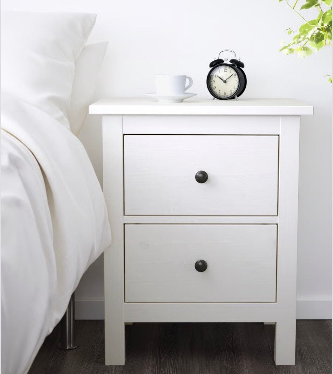 IKEA Hemnes nachtkastje met 2 lades - Wit, Ophalen, Gebruikt, 45 tot 65 cm, 70 cm of meer