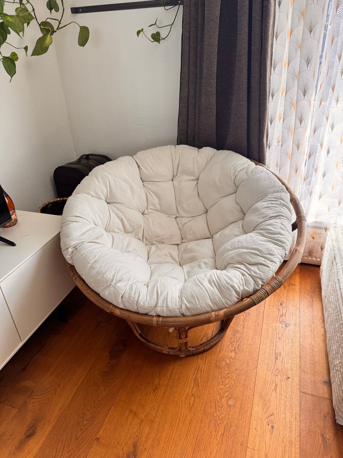 Papasan Loungestoel Bruin Rotan - Zo goed als nieuw, Ophalen of Verzenden, Zo goed als nieuw, Riet of Rotan