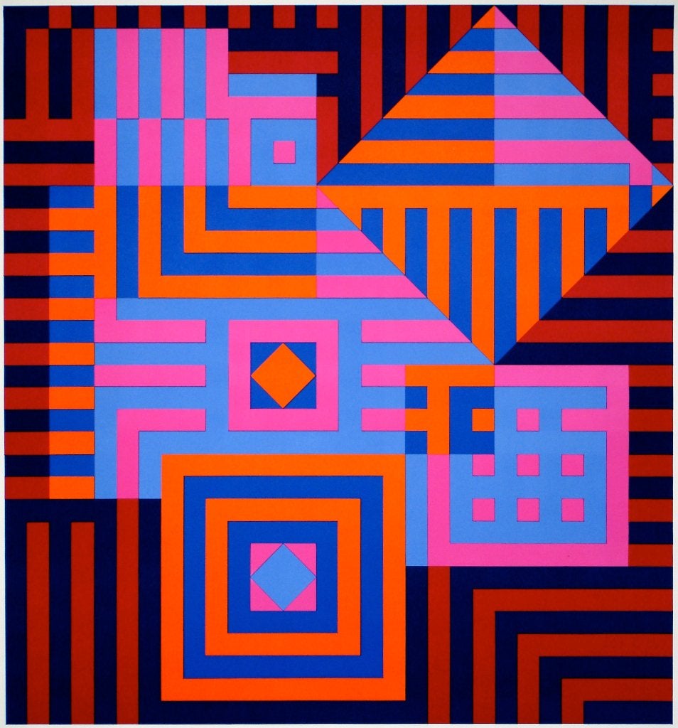 lithografie Victor Vasarely Riu-Kiu 1968 opart Dumont Art'71, Ophalen of Verzenden, Abstract, Lithografie