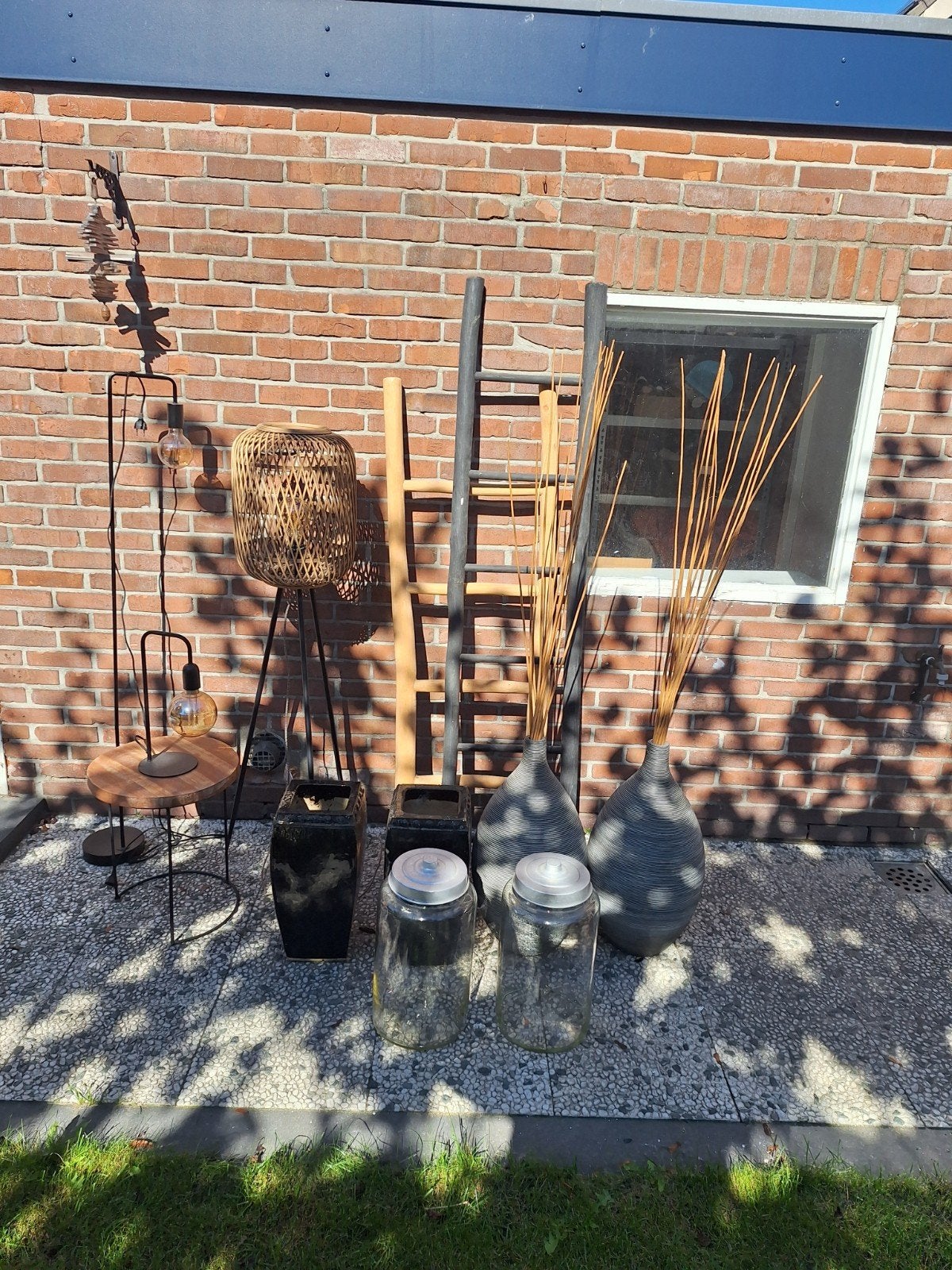 Diverse woonaccessoires: lampen, vazen, ladders en meer, Ophalen, Hout, Modern, Gebruikt