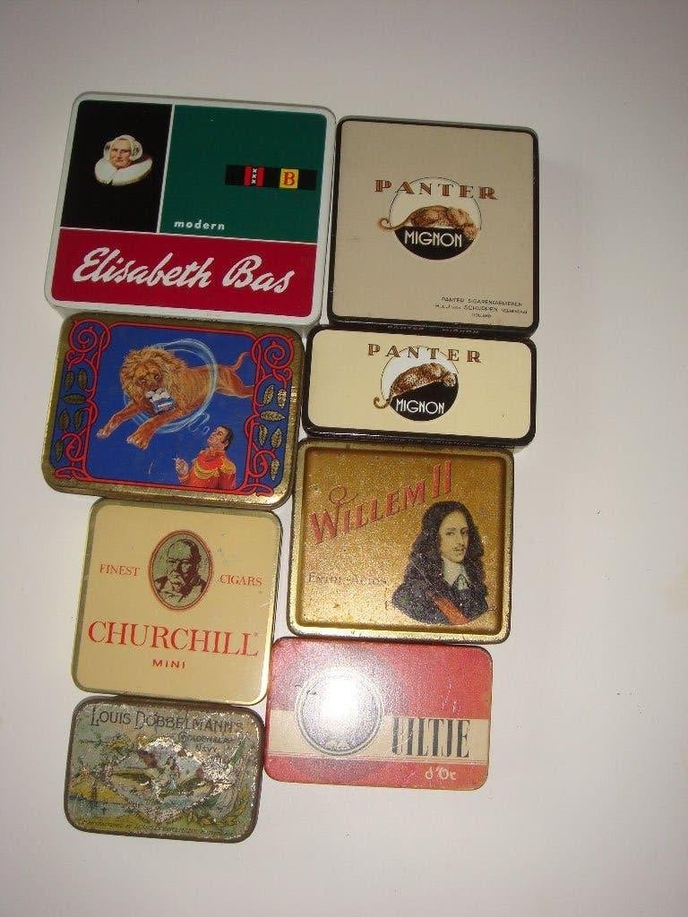 Collectie vintage blikken - Elisabeth Bas, Panter, Churchill, Ophalen of Verzenden, Gebruikt, Overige, Overige merken