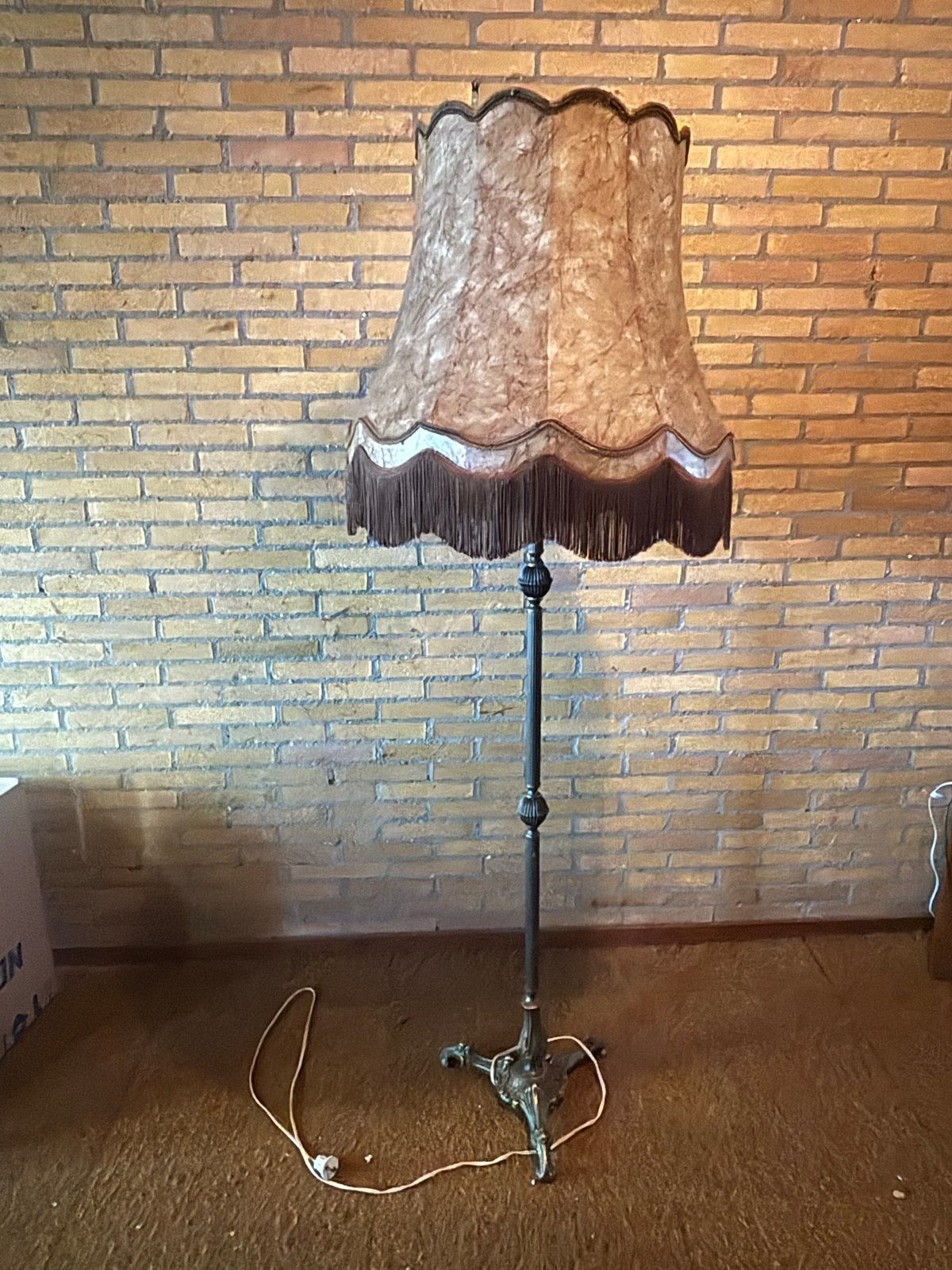 Vintage Staande Lamp met Kap - Hoogte 165 cm, Ophalen, Gebruikt, Metaal, 150 tot 200 cm