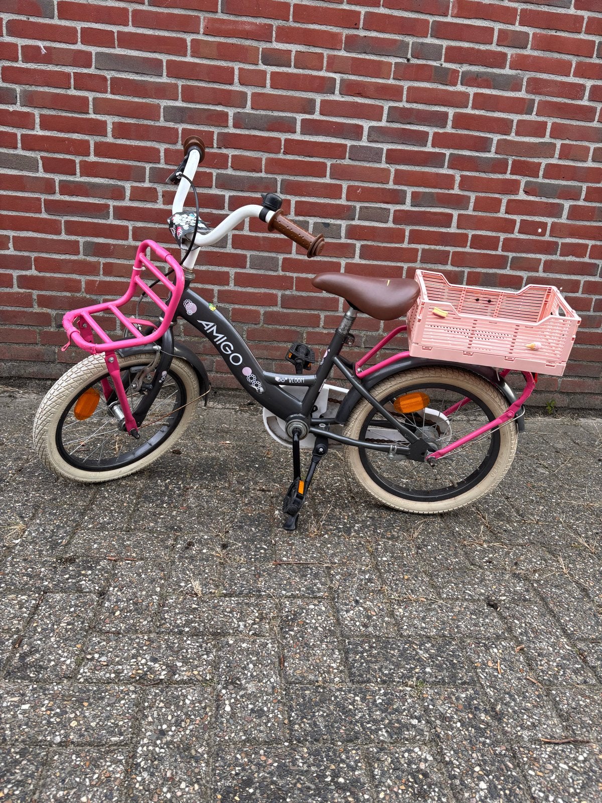 Amigo Bloom Kinderfiets 16 inch, Ophalen, Gebruikt, Terugtraprem, 16 tot 20 inch
