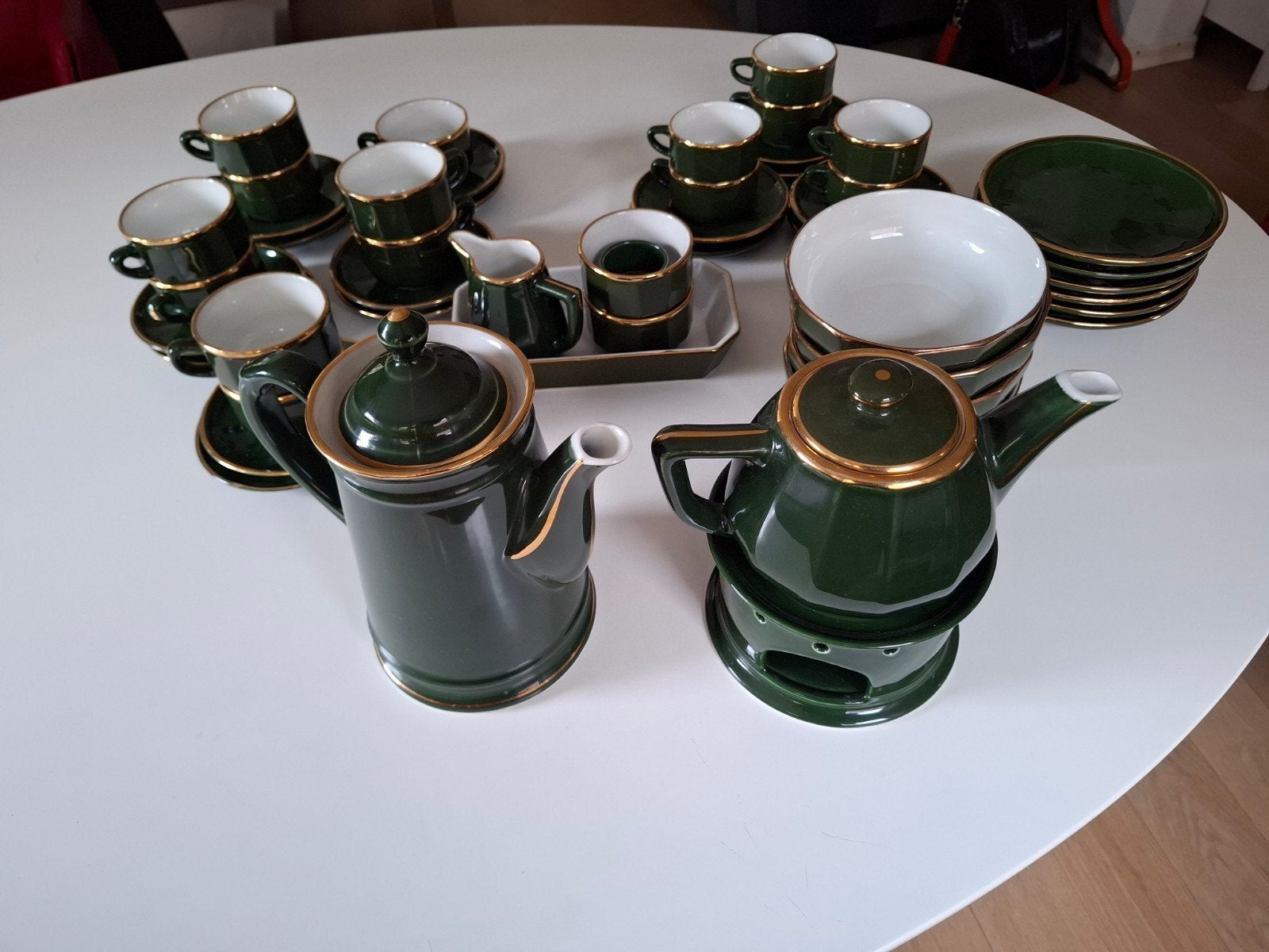 prachtig Apilco porseleinen koffie en theeservies, Antiek en Kunst, Ophalen