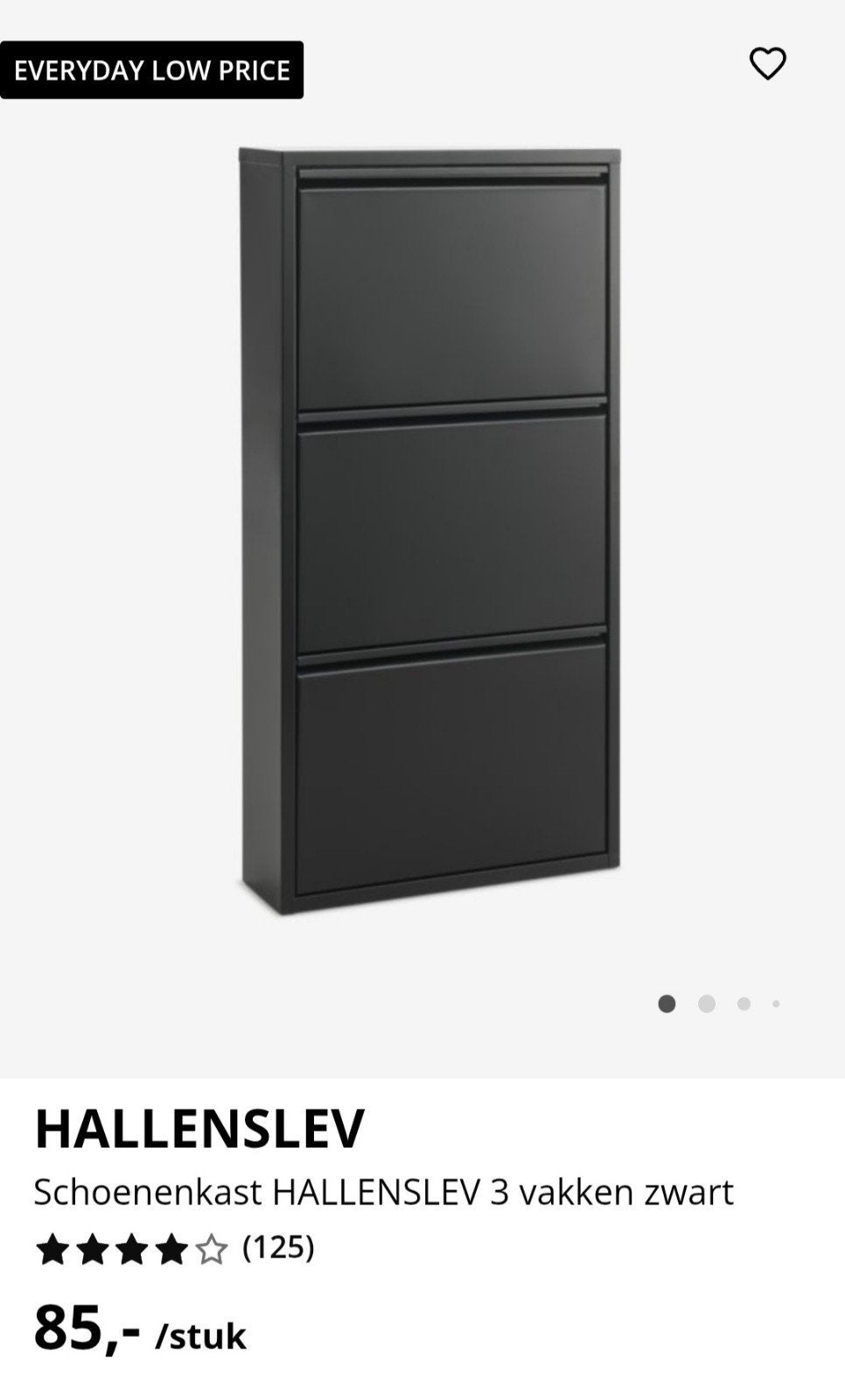 3x HALLENSLEV Schoenenkast Zwart - Zo goed als nieuw, Huis en Inrichting, Ophalen, Zo goed als nieuw, Modern, Functioneel