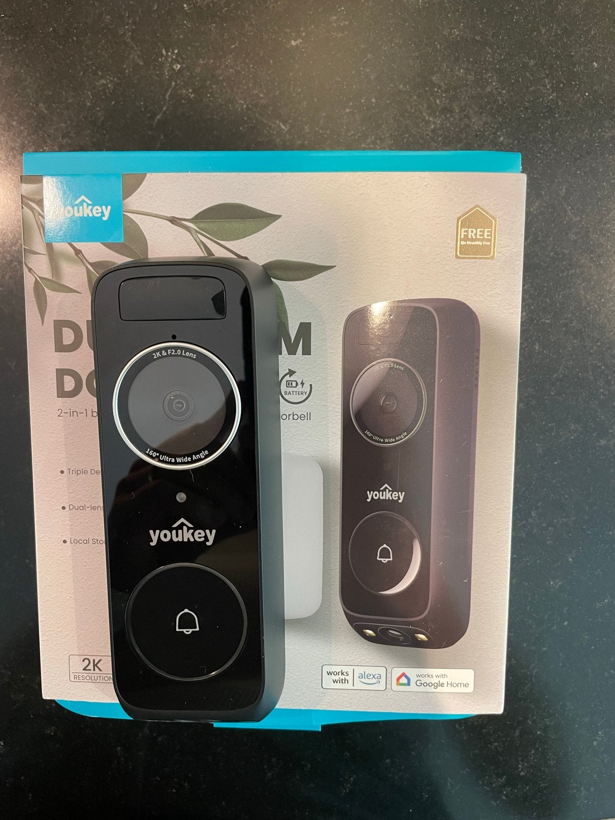 Youkey DB312 Dual-Cam Draadloze Deurbel met Gongsignaal, Ophalen of Verzenden, Bewegingsdetectiesensor, Nieuw, Draadloos