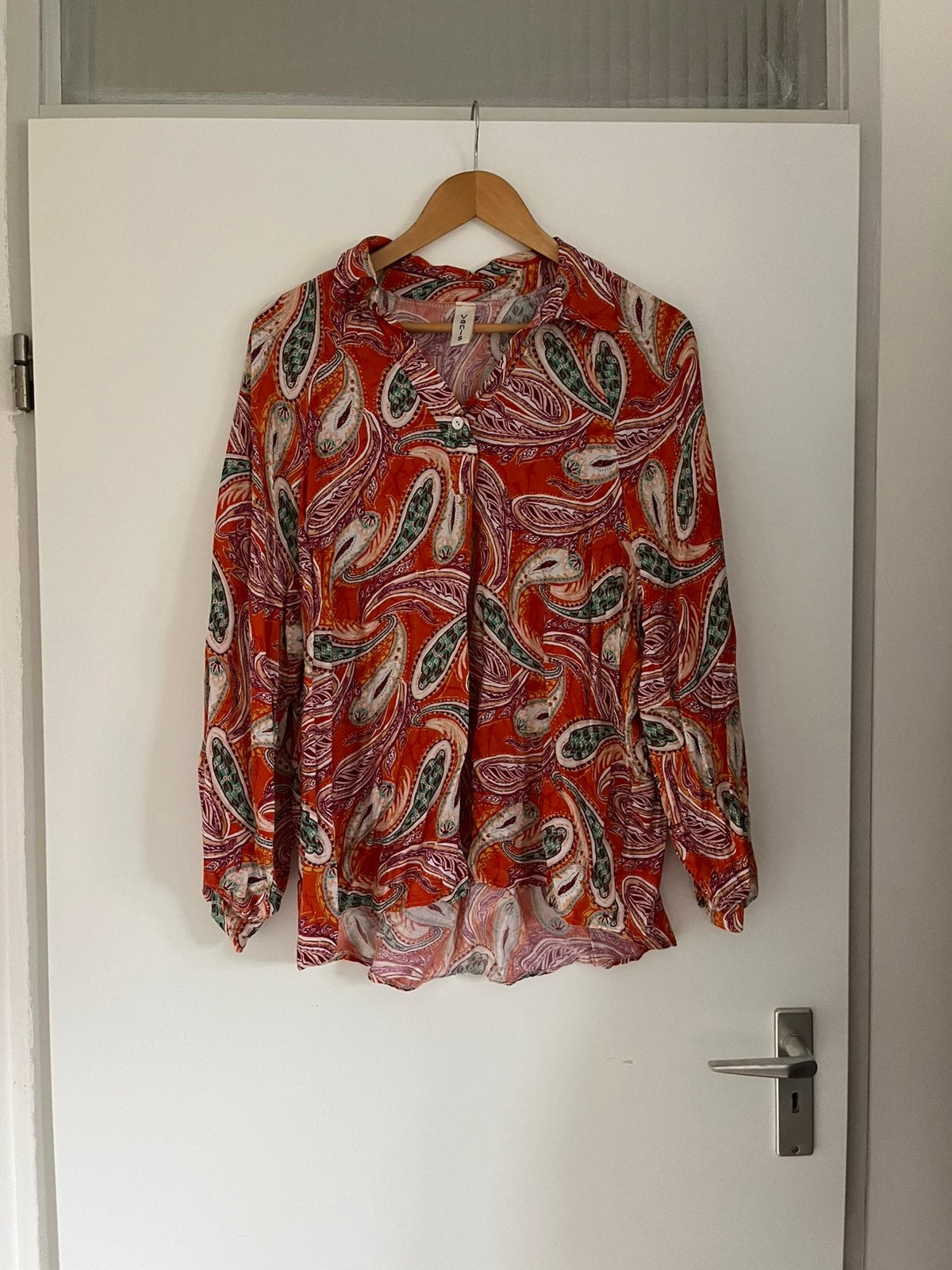 Meerkleurig paisleypatroon vrolijke blouse maat 44/XXL Vanis, Ophalen of Verzenden, Zo goed als nieuw, Maat 42/44 (L), Oranje