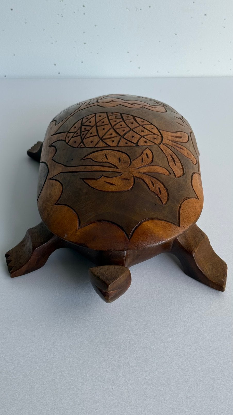 Vintage handgesneden hout schildpad opberg trinket box Haiti, Hout, Handgemaakt, Ophalen of Verzenden, Overige typen
