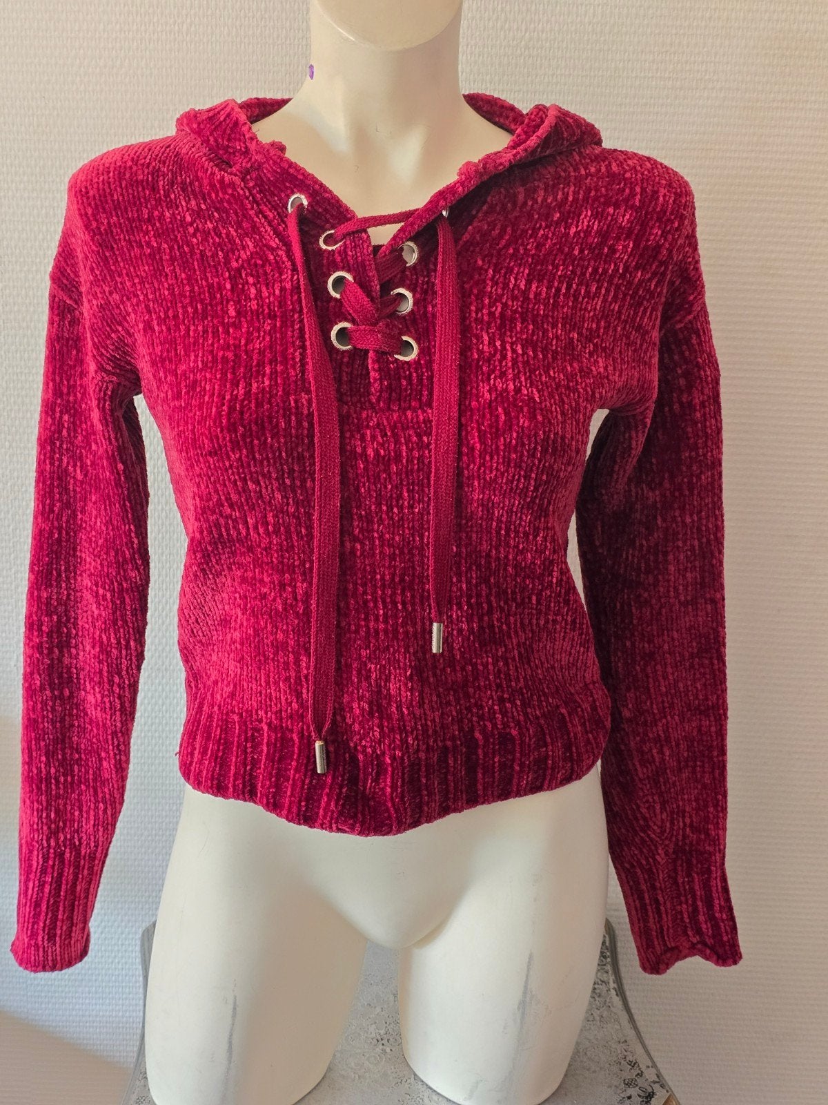 Amy & Ivy Chenille Lace-Up Hoodie - Maat XXS, Kleding | Dames, Ophalen of Verzenden, Amy & Ivy, Roze, Maat 34 (XS) of kleiner