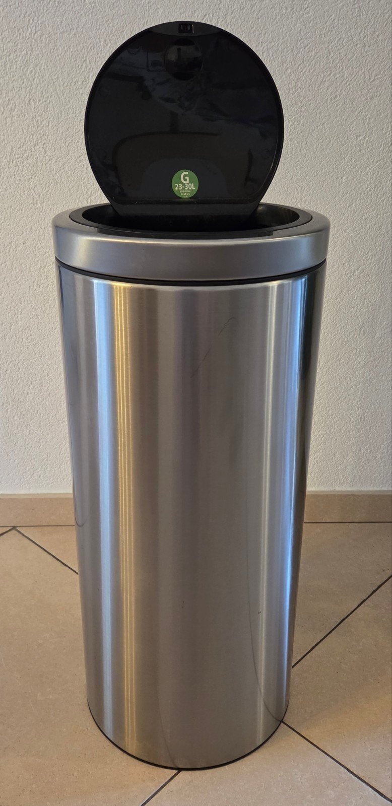 Brabantia touch bin RVS  32-30L, Ophalen, 50 tot 75 cm, 40 liter of meer, Zo goed als nieuw