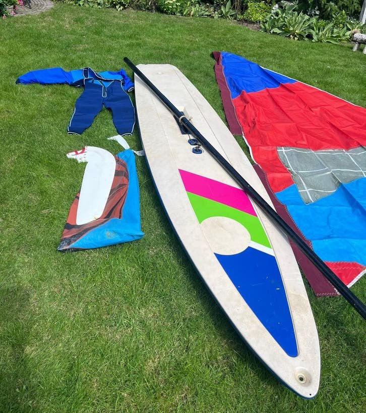 Surfplank, Gebruikt, 3.5 tot 5 m², 300 cm of meer, Met mast