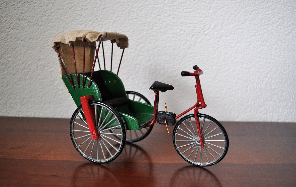 Vintage Miniatuur Fietstaxi  Riksja Fiets 18 cm, Ophalen of Verzenden