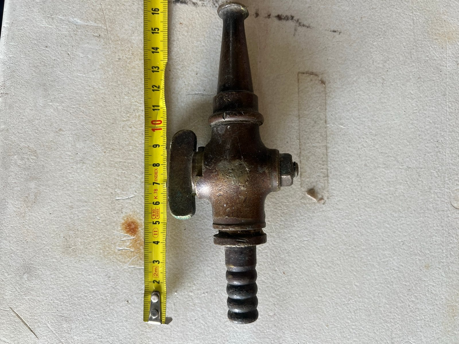 Vintage Koperen Brandweerslangmondstuk met Afsluiter, Ophalen of Verzenden