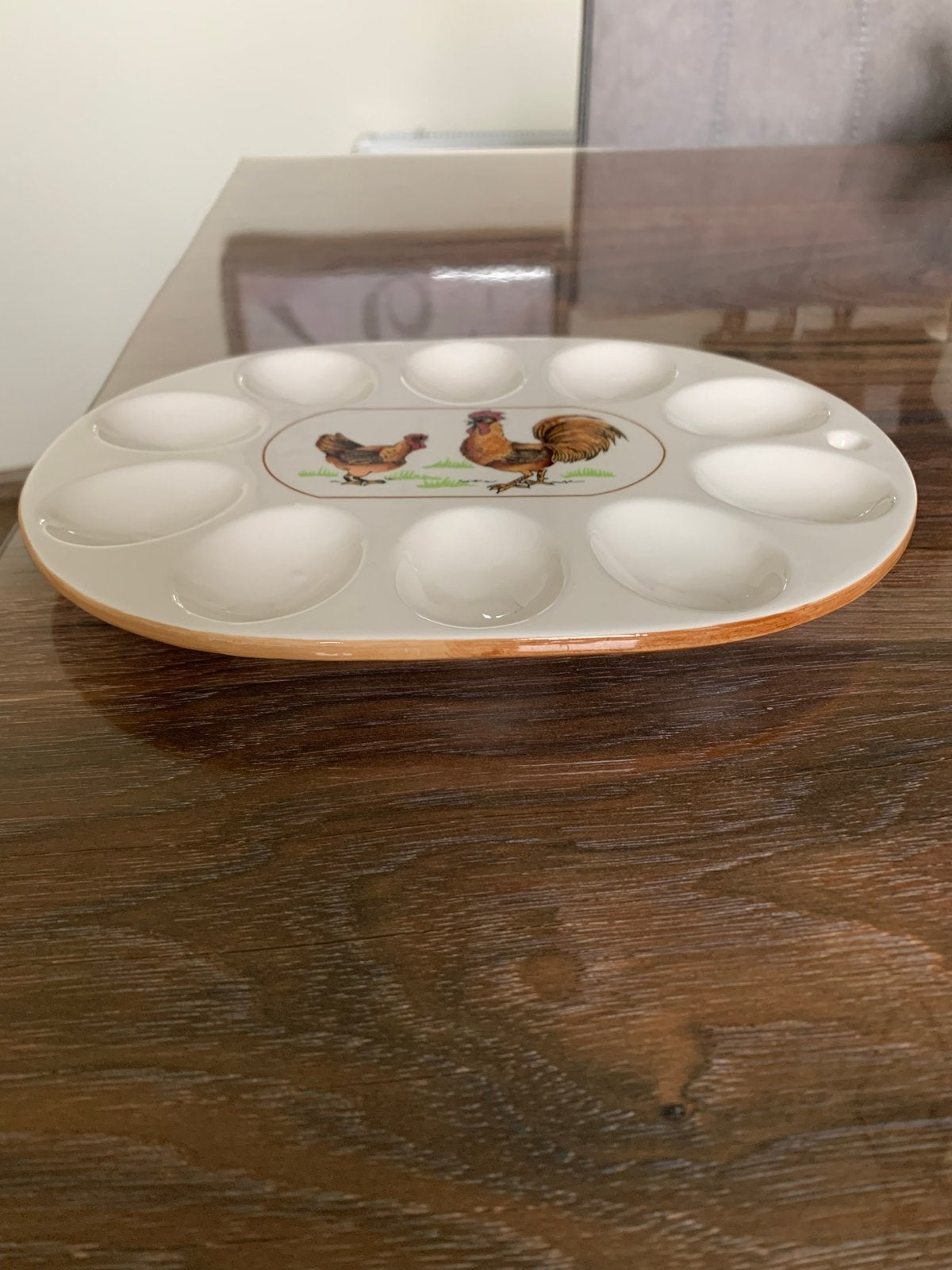 Eierschaal met haan en kip decoratie, Overige typen, Ophalen of Verzenden, Zo goed als nieuw, Steen/keramiek