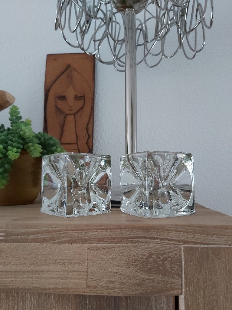 Kristal kunstglas art object glazen kandelaar vintage, Huis en Inrichting, Overige materialen, Wit, Ophalen of Verzenden, Zo goed als nieuw