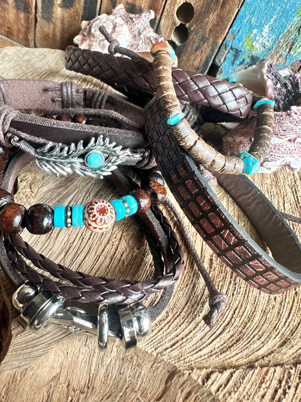 Heren armbanden / set van 6 / multilayer bracelet / nieuw, Ophalen of Verzenden, Nieuw