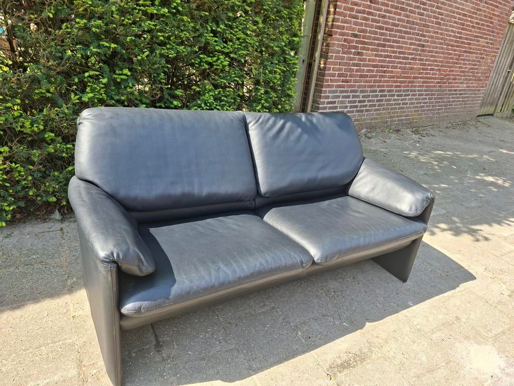 Leolux Bora-Bèta 2.5 zits bank zwart leer, Ophalen, Gebruikt, 150 tot 200 cm, Tweepersoons