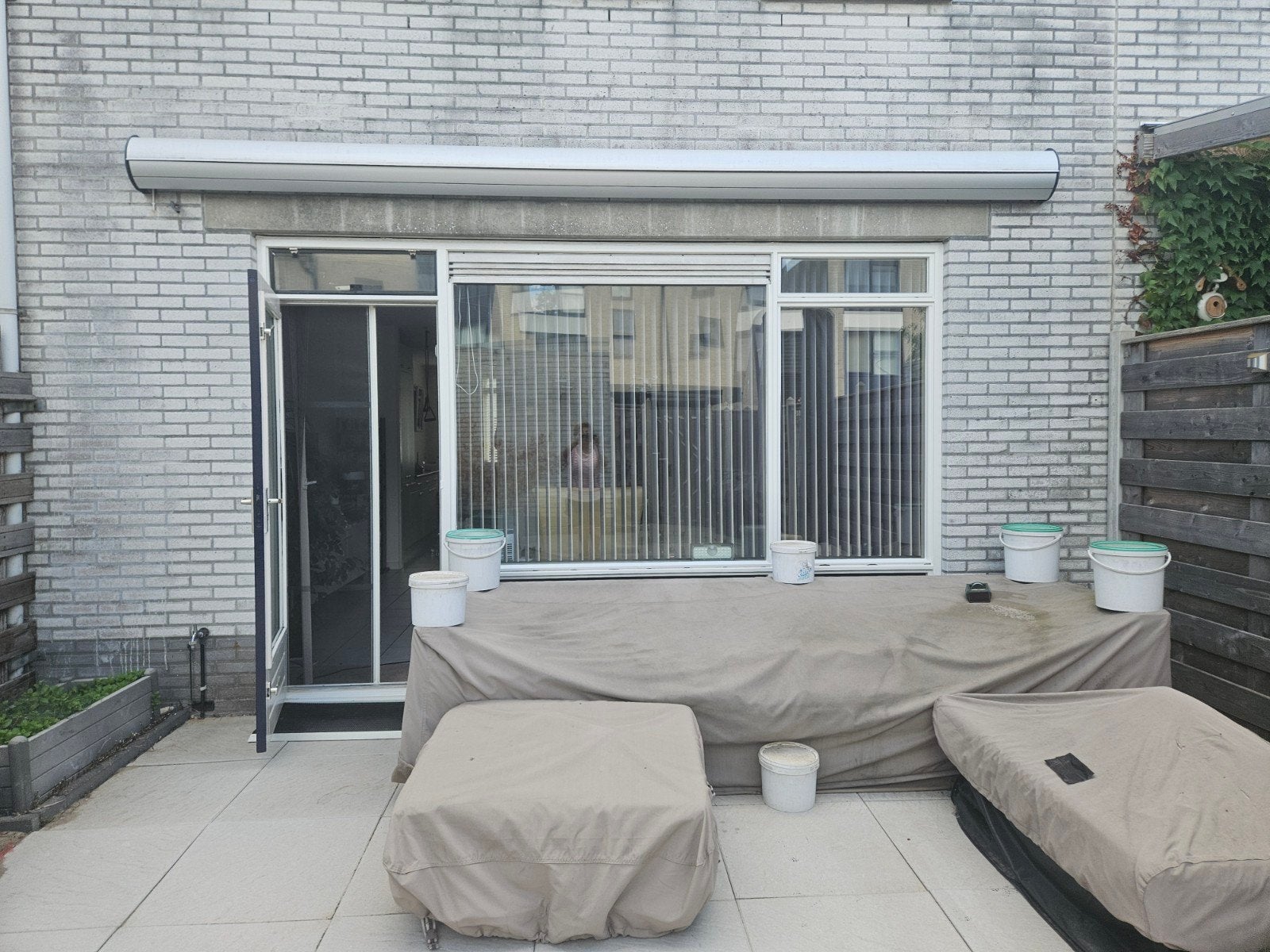 knikarm zonnescherm 450x300, Tuin en Terras, Overkappingen, Gebruikt, Ophalen