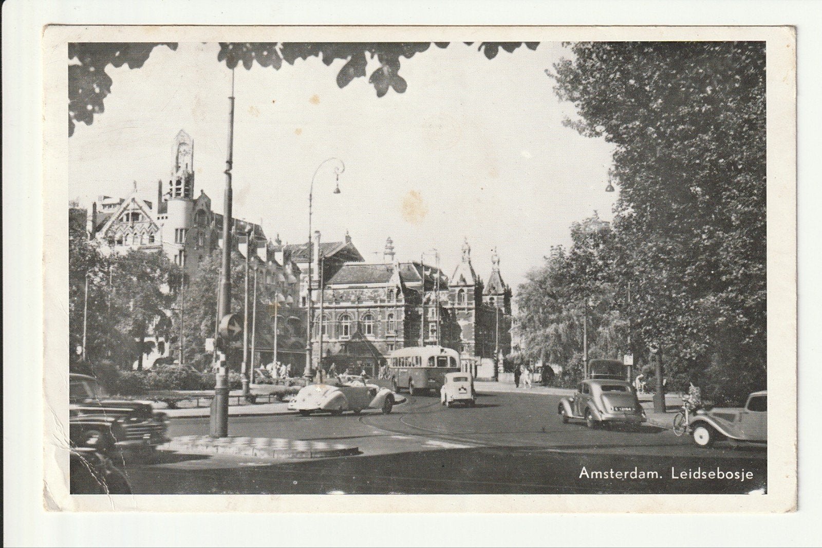 AMSTERDAM LEIDSEBOSJES VERKEER OPEN AUTO KROMHOUT VERHEULBUS, Ophalen of Verzenden, 1960 tot 1980, Gelopen, Noord-Holland