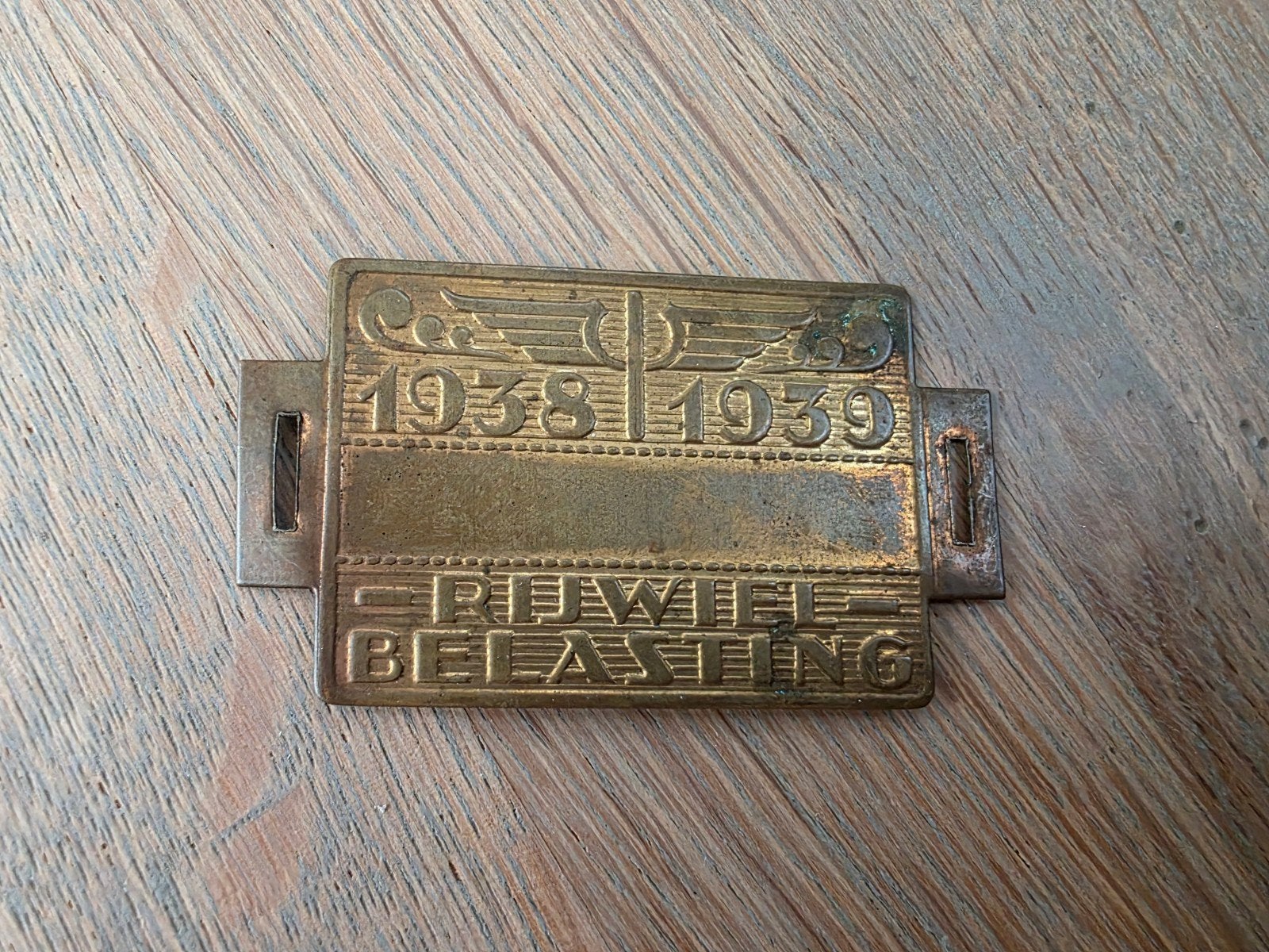 Rijwielbelasting plaatje 1938 1939., Verzamelen, Ophalen of Verzenden, Gebruikt