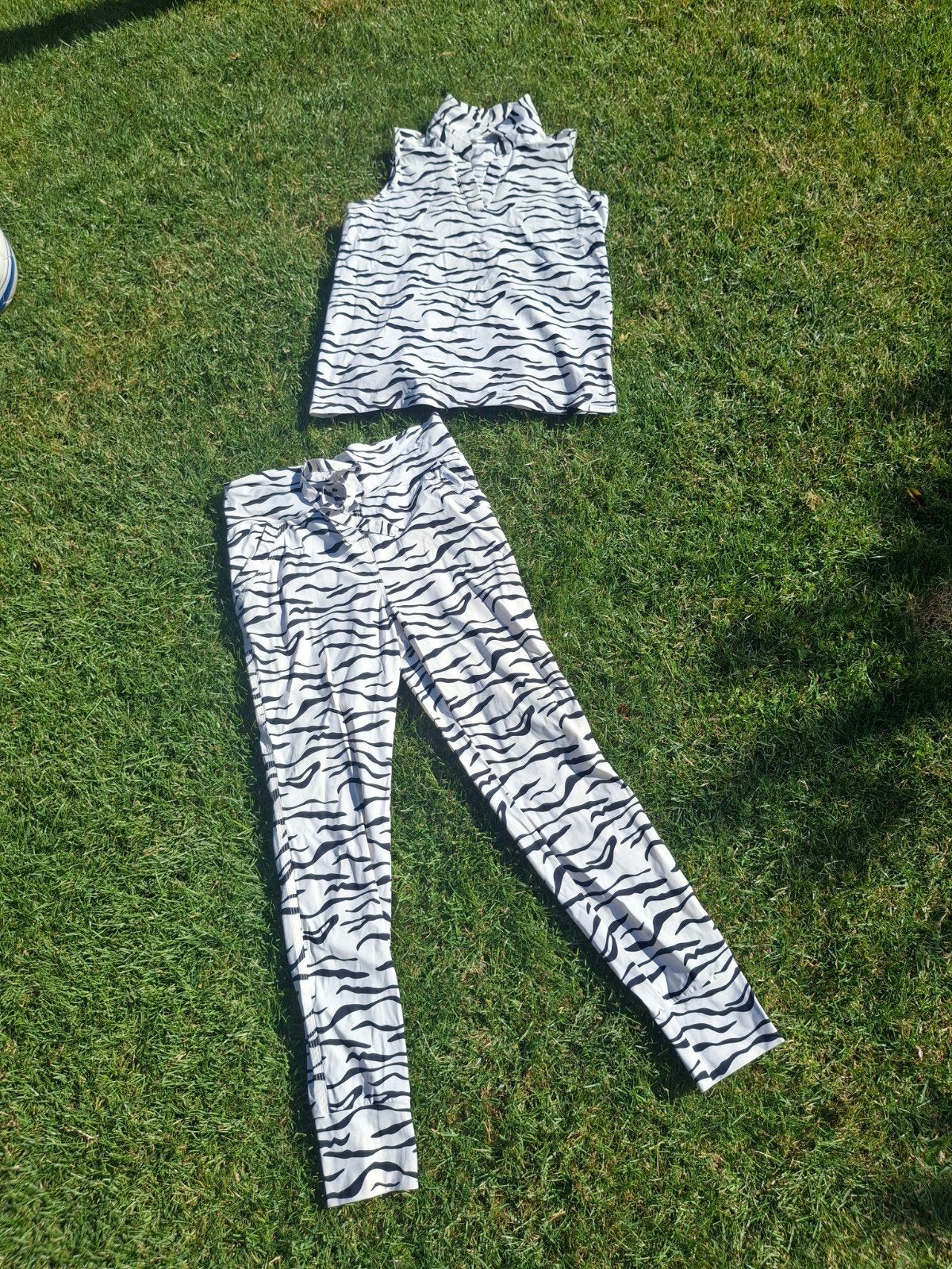 PEN N.Y.  penn en ink Zebra Print Top en Broek Set, Zwart, Zo goed als nieuw, Maat 36 (S), Lang