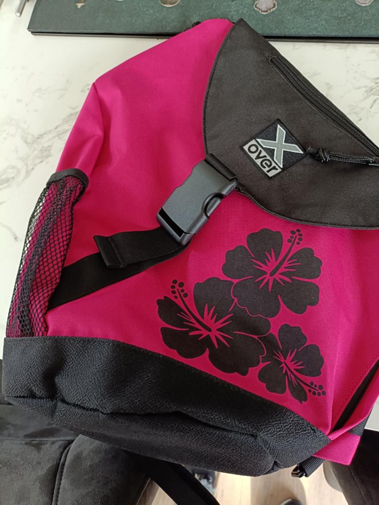 NIEUWE X-Over Schoudertas / Rugzak - Roze met Bloemenprint, Sieraden, Tassen en Uiterlijk, Tassen | Rugtassen, Overige merken