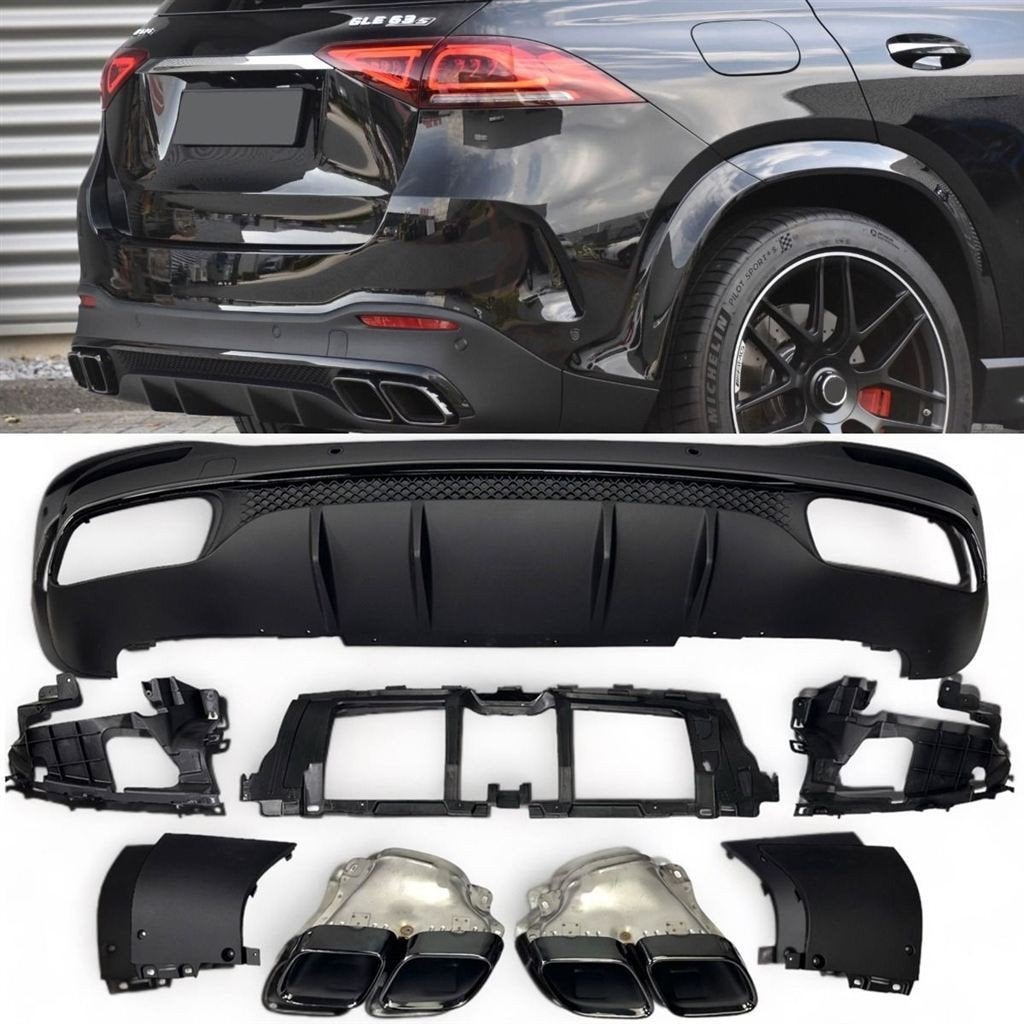 Diffuser + Uitlaat Mercedes GLE V167 Zwart V2