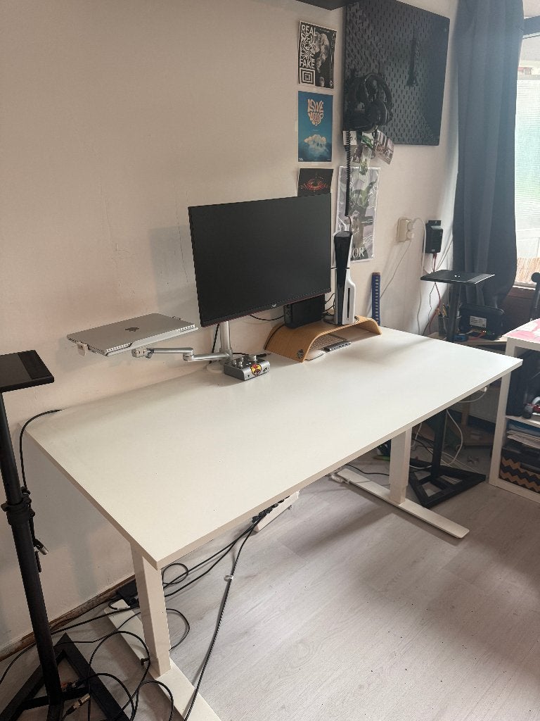 IKEA Desk, adjustable (non-electric), Ophalen, Zit-sta bureau, 160 cm, In hoogte verstelbaar